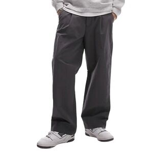 Topman Limited Wide Leg Paper Bag Trousers in Charcoal, Size 32X32​​​​​